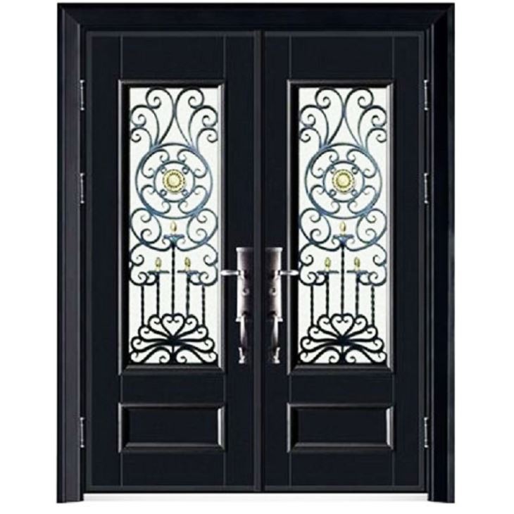 Villa Wrought Iron Double Glass Door